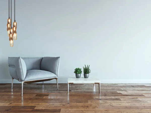 Interior Design Modern Gray Chairs Bright Empty Space Illustration — Stock fotografie