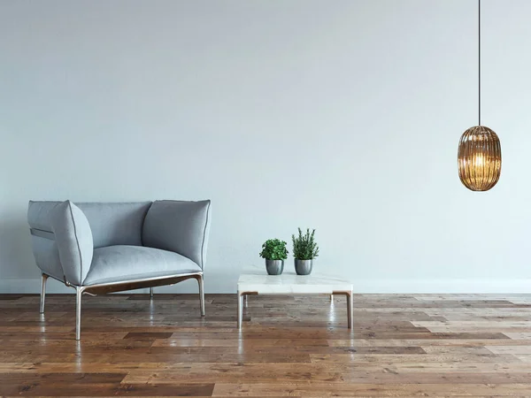 Interior Design Modern Gray Chairs Bright Empty Space Illustration — Foto de Stock