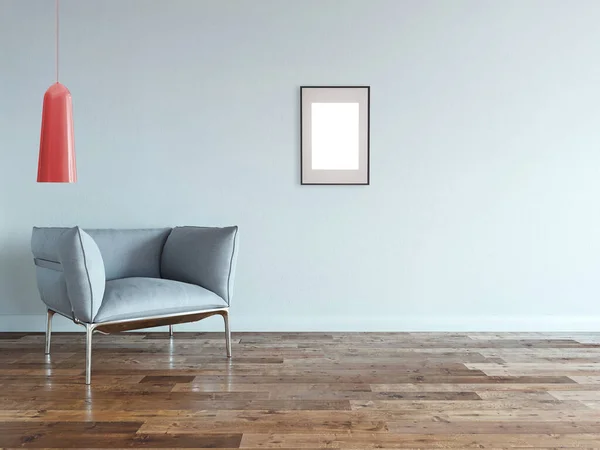 Nový Prázdný Obývací Pokoj Interiér Dekorace Dřevěné Podlahy Kamenná Zeď — Stock fotografie
