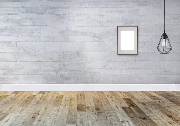 Άδειο Εσωτερικό Σχεδιασμό Έθιμο Σχεδιασμό Ξύλινο Πάτωμα Και Πέτρινο Τοίχο — Φωτογραφία Αρχείου