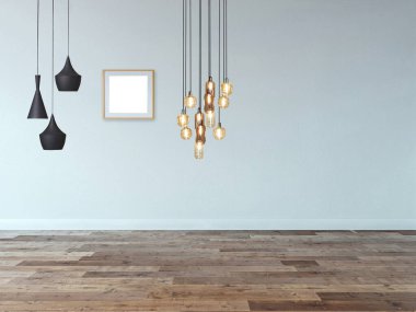 Özel tasarım ahşap döşemeli ve taş duvar 3D resimli otel ve işyeri için boş iç tasarım evi