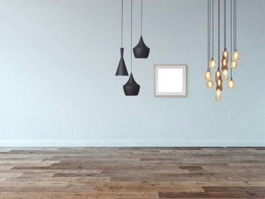 Özel tasarım ahşap döşemeli ve taş duvar 3D resimli otel ve işyeri için boş iç tasarım evi