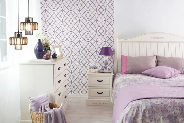 Special Design Modern Bedroom Interior Design Concept Modern Lamp — Stock Photo, Image
