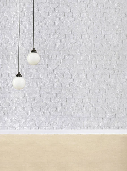 Stone Wall Empty Interior Decoration Modern Lamp Wooden Floor Concept — Stock Photo, Image