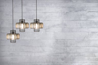 Dekoratif gri taş duvar, ev, ofis, otel ve yatak odası için iç tasarım, modern lamba