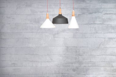 Dekoratif gri taş duvar, ev, ofis, otel ve yatak odası için iç tasarım, modern lamba