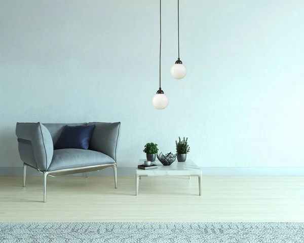 Prázdný Obývací Pokoj Interiér Dekorace Moderní Lampa Dřevěná Podlaha Kamenná — Stock fotografie
