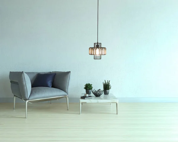 Salon Vide Décoration Intérieure Lampe Moderne Plancher Bois Concept Mur — Photo