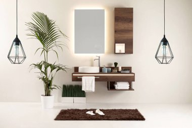 Duvar temizliği banyo tarzı ve dekoratif tasarım, modern lamba.