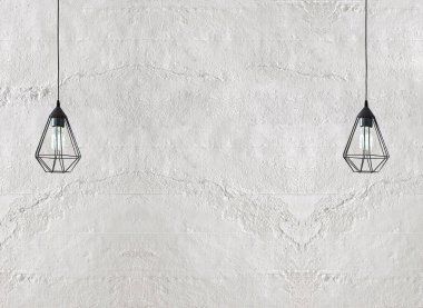 Parlak taş duvar iç tasarım ve modern lamba