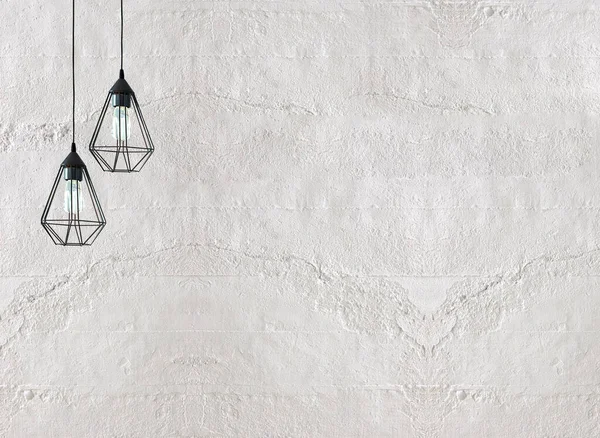 Diseño Interior Pared Piedra Brillante Lámpara Moderna —  Fotos de Stock