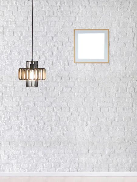 Bright Stone Wall Interior Design Modern Lamp — Stock Photo, Image