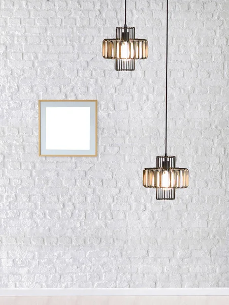 Helder Stenen Muur Interieur Design Moderne Lamp — Stockfoto