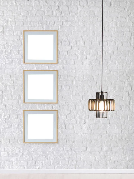 Bright Stone Wall Interior Design Modern Lamp — Stock Photo, Image