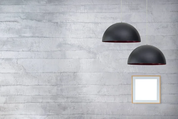 Leere Wohnzimmer Innendekoration Moderne Lampe Und Holzboden Steinwandkonzept Dekorativer Hintergrund — Stockfoto