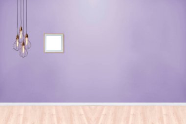 Boş oda dekorasyonu ahşap zemin, taş duvar konsepti. Ev, ofis ve otel için dekoratif arka plan. 3B illüstrasyon