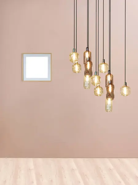 Steinwand Innenarchitektur Wohnzimmer Modernes Dekoratives Design Lampe Illustration — Stockfoto