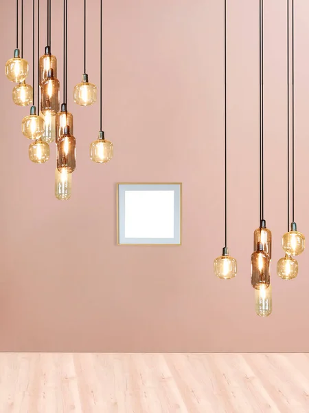 Steinwand Innenarchitektur Wohnzimmer Modernes Dekoratives Design Lampe Illustration — Stockfoto