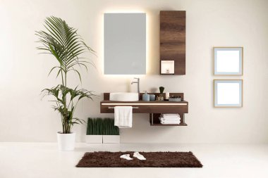 Modern duvar temiz banyo tarzı ve iç dekoratif tasarım