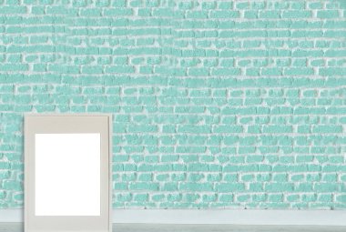 Parlak boş uzay iç tasarımı, taş duvar. 3B illüstrasyon