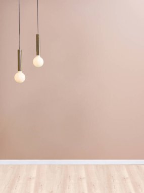 Taş duvar lambası modern iç dekorasyon odası boş. 3B illüstrasyon