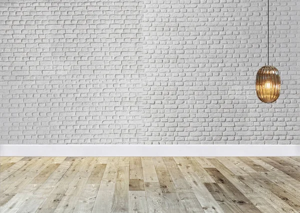 Parlak boş iç tasarım, dekoratif taş duvar. 3B illüstrasyon