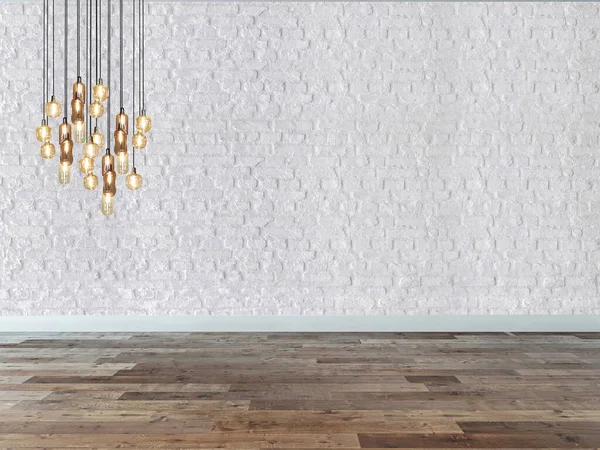 New Empty Living Room Interior Decoration Wooden Floor Stone Wall — Stock Photo, Image