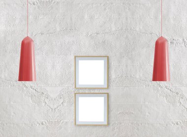 Yeni boş oturma odası iç dekorasyon ahşap zemin, taş duvar konsepti. Ev, ofis ve otel için dekoratif arka plan. 3B illüstrasyon