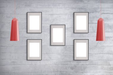 Boş oda ve gri koltuk iç tasarımı. 3B illüstrasyon