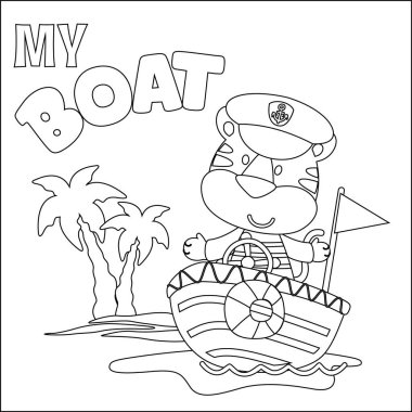 Çizgi film stili komik kaplan karikatür vektörü çizgi film çizen çocuk grafiği çizen çizgi roman çizen el çizimi yetişkin ve çocuk boyama kitabı ya da sayfa