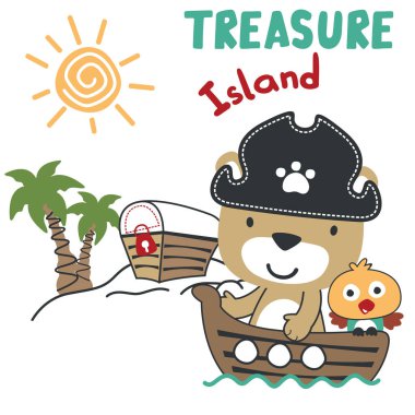 Komik ayı korsanlarının vektör çizimi, çıkartmalar ve tişörtler için uygun çocuklar, gömlek baskısı tasarımı, moda grafikleri ve diğer dekorasyonlar..