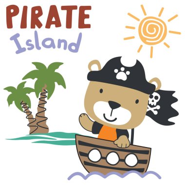 Komik ayı korsanlarının vektör çizimi, çıkartmalar ve tişörtler için uygun çocuklar, gömlek baskısı tasarımı, moda grafikleri ve diğer dekorasyonlar..