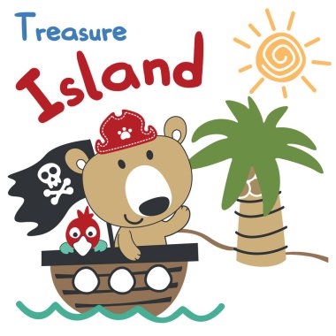 Komik ayı korsanlarının vektör çizimi, çıkartmalar ve tişörtler için uygun çocuklar, gömlek baskısı tasarımı, moda grafikleri ve diğer dekorasyonlar..