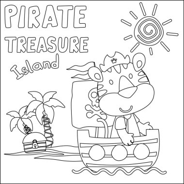 Vector illustration of funny tiger pirate, Childish design for kids activity colouring book or page.