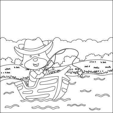 Çizgi film stili komik ayı çizgi film vektörü çizgi film tasarımcısı, çizgi roman çizen çocuk grafiği Yetişkin ve Çocuk Boyama kitabı ya da sayfası için çizim çizimi