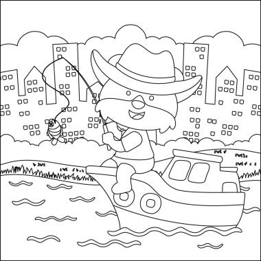 Çizgi film stili komik ayı çizgi film vektörü çizgi film tasarımcısı, çizgi roman çizen çocuk grafiği Yetişkin ve Çocuk Boyama kitabı ya da sayfası için çizim çizimi