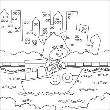 Çizgi film stili komik ayı çizgi film vektörü çizgi film tasarımcısı, çizgi roman çizen çocuk grafiği Yetişkin ve Çocuk Boyama kitabı ya da sayfası için çizim çizimi