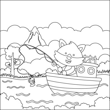 Çizgi film stili komik ayı çizgi film vektörü çizgi film tasarımcısı, çizgi roman çizen çocuk grafiği Yetişkin ve Çocuk Boyama kitabı ya da sayfası için çizim çizimi