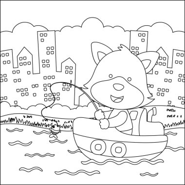 Çizgi film stili komik ayı çizgi film vektörü çizgi film tasarımcısı, çizgi roman çizen çocuk grafiği Yetişkin ve Çocuk Boyama kitabı ya da sayfası için çizim çizimi