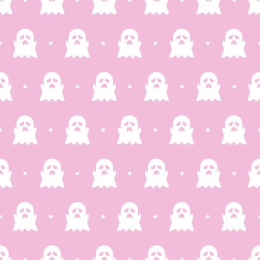 Kusursuz hayalet deseni. Şirin bir arka plan. Hayalet çizgi film karakteri. Vektör illüstrasyonu