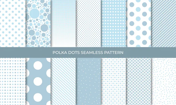 stock vector Set of seamless blue polka dot backgrounds. Seamless background in circle. Soft blue polka dot seamless pattern set. Baby background. Vector illustration