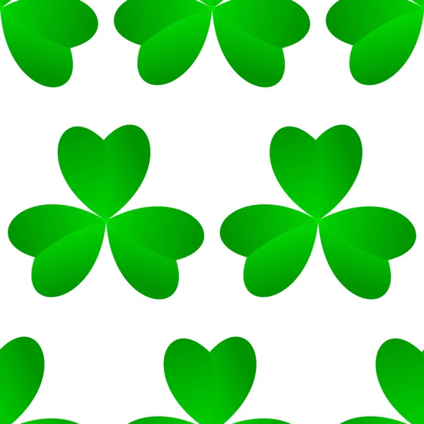 Green Clover Leaves Seamless Pattern Minimal Vector Background Clover Sign — Stock Vector