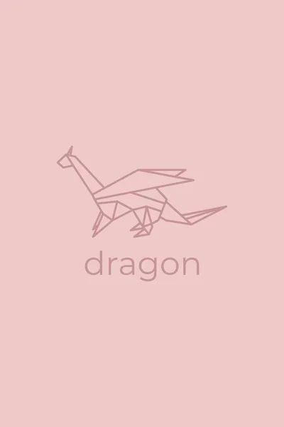 Origami Dragão Linha Abstrata Arte Dragão Logotipo Design Origami Animal — Vetor de Stock