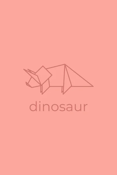 Dinosaurie Origami Abstrakt Linje Konst Dinosaurie Logotyp Design Djurorigami Djurkonst — Stock vektor