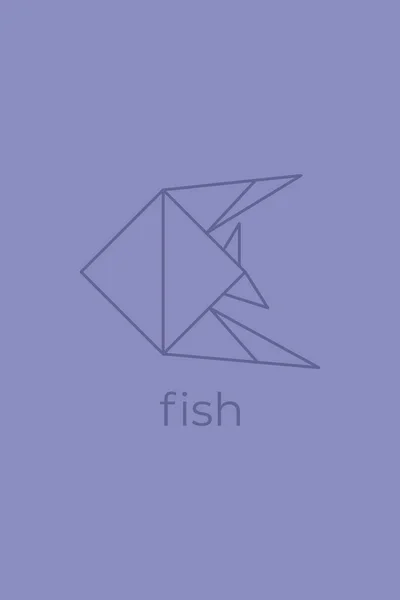 Balık Origamisi Soyut Çizgili Balık Logosu Tasarımı Hayvan Origamisi Hayvan — Stok Vektör