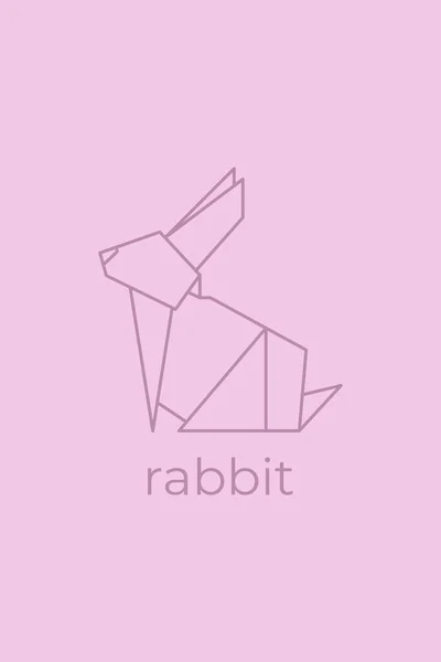 Origami Conejo Diseño Abstracto Del Logotipo Del Conejo Línea Arte — Vector de stock
