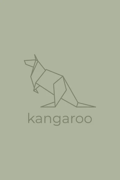Känguru Origami Abstrakte Linie Kunst Känguru Logo Design Tierisches Origami — Stockvektor
