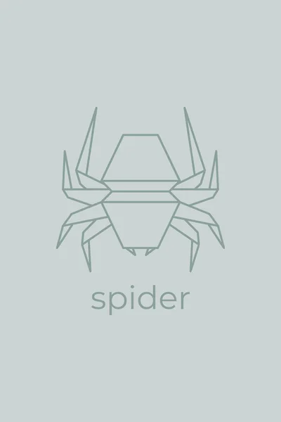 Spinnen Origami Abstrakte Linie Kunst Spinne Logo Design Tierisches Origami — Stockvektor