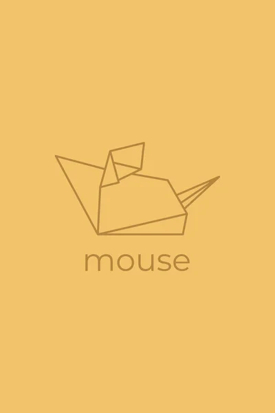 Ποντίκι Origami Αφηρημένη Γραμμή Τέχνη Του Ποντικιού Σχεδιασμό Λογότυπο Ζωικό — Διανυσματικό Αρχείο
