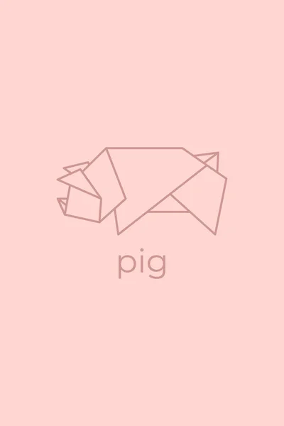 Origami Porco Linha Abstrata Arte Porco Logotipo Design Origami Animal — Vetor de Stock